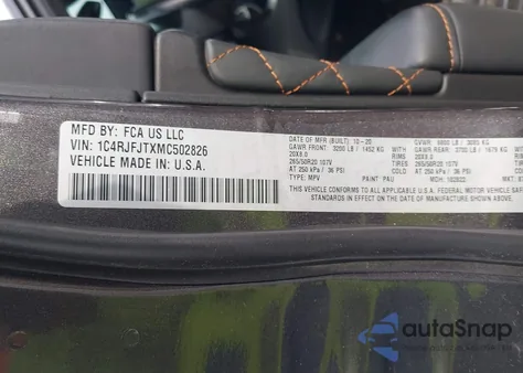 2021 Jeep Grand Cherokee Summit 4X4 из США, поврежденный, VIN 1C4RJFJTXMC502826